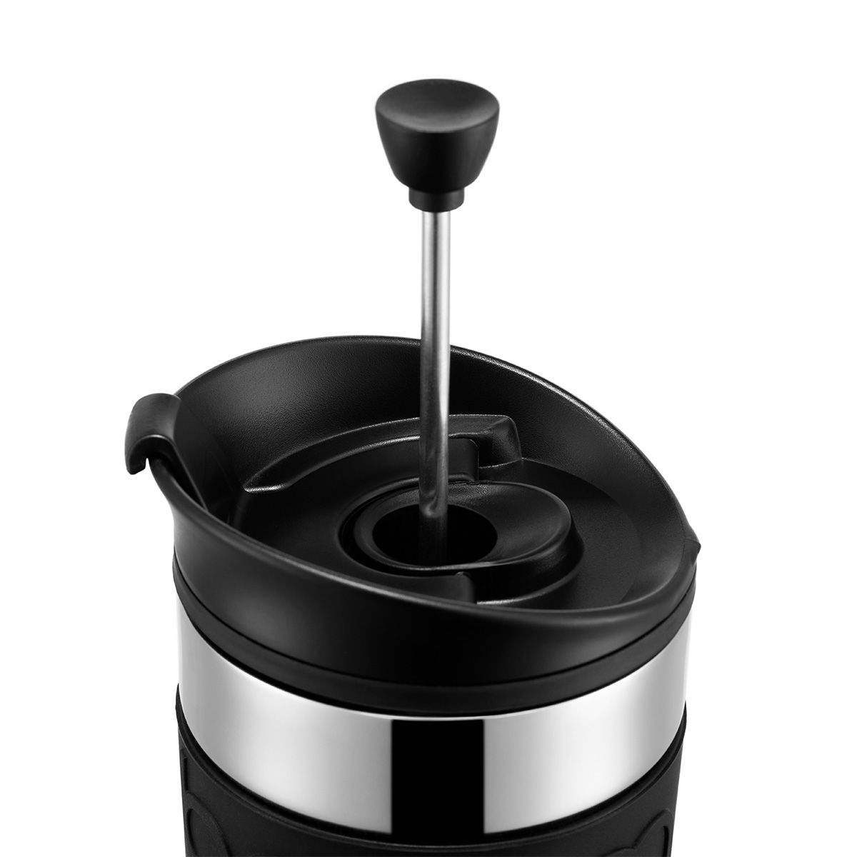 Travel Press Vacuum Coffee Maker with Extra Lid (Small), 0.35L/12Oz - Black
