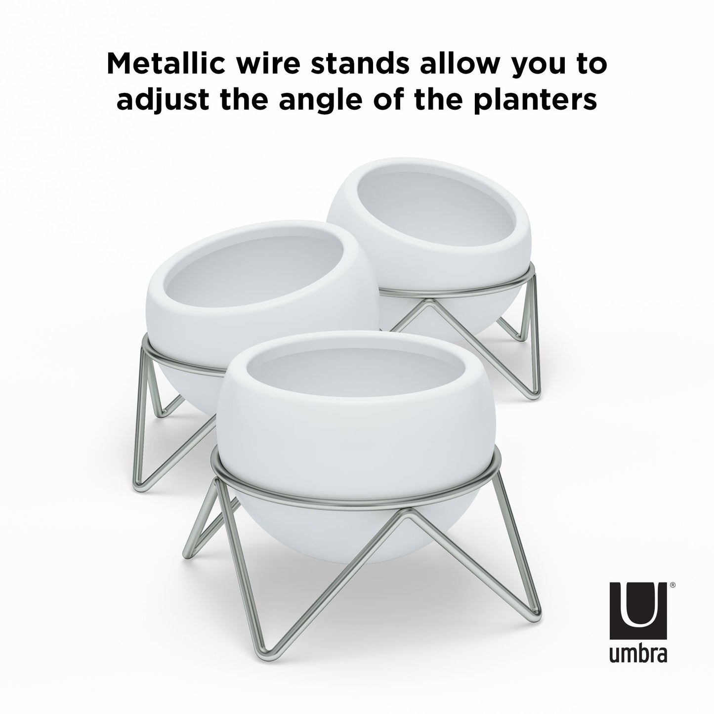 Potsy Planter (Set of 3) - White/Nickel
