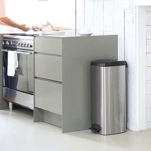 Pedal Bin Silent Rectangular 25 Litre - Matt Steel (Fingerprint Proof)