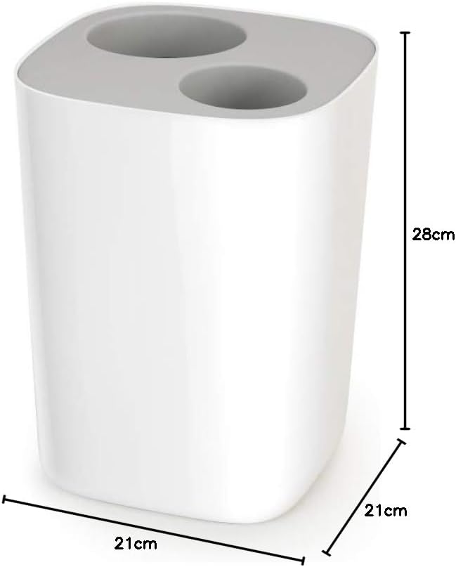 Split Bathroom Waste Separation Bin, 8L - Light Grey/White