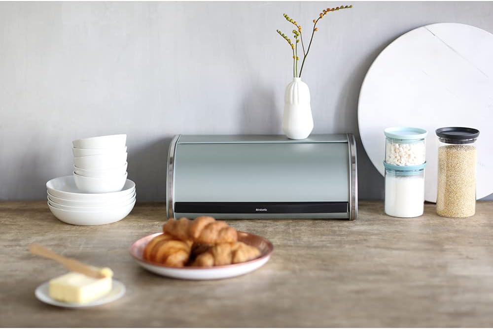 Roll Top Bread Bin - Metallic Mint