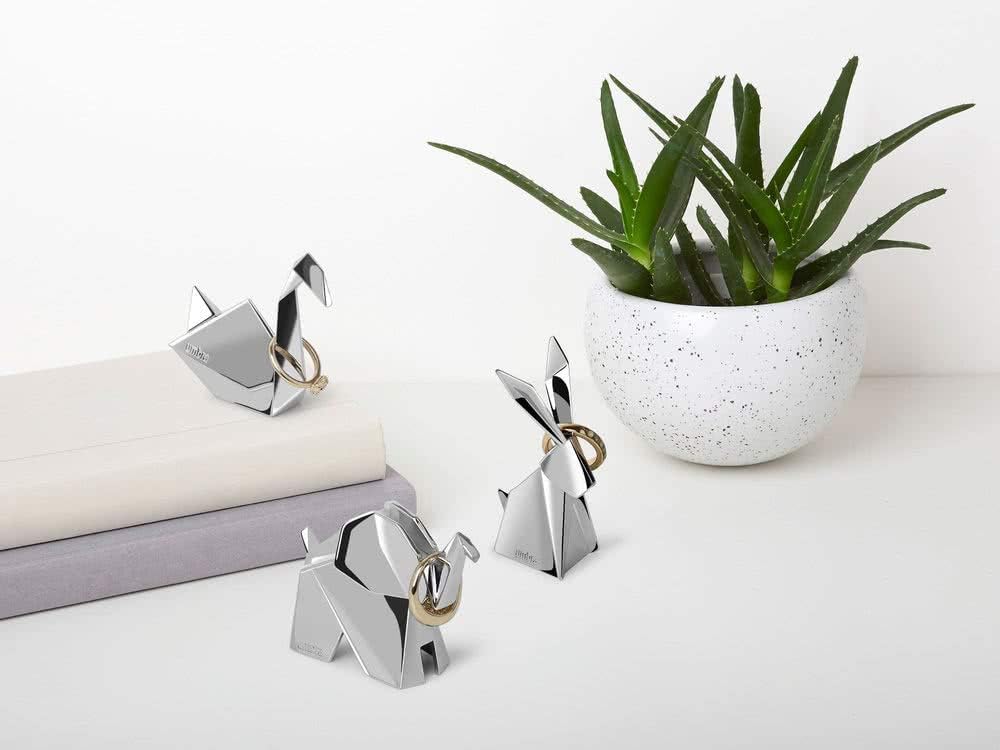 Origami Ring Holder (Swan, Elephant, Rabbit) - Chrome