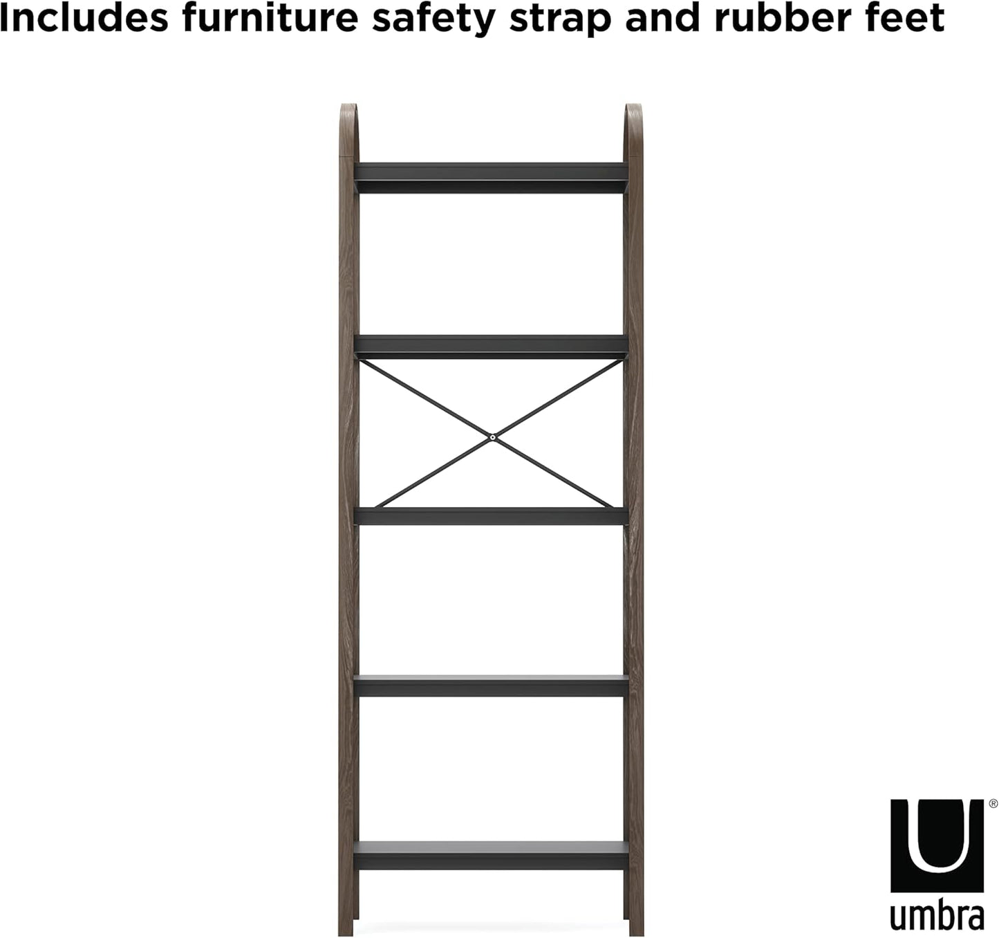 Bellwood Freestand & Shelf 5 Tier - Black/Walnut