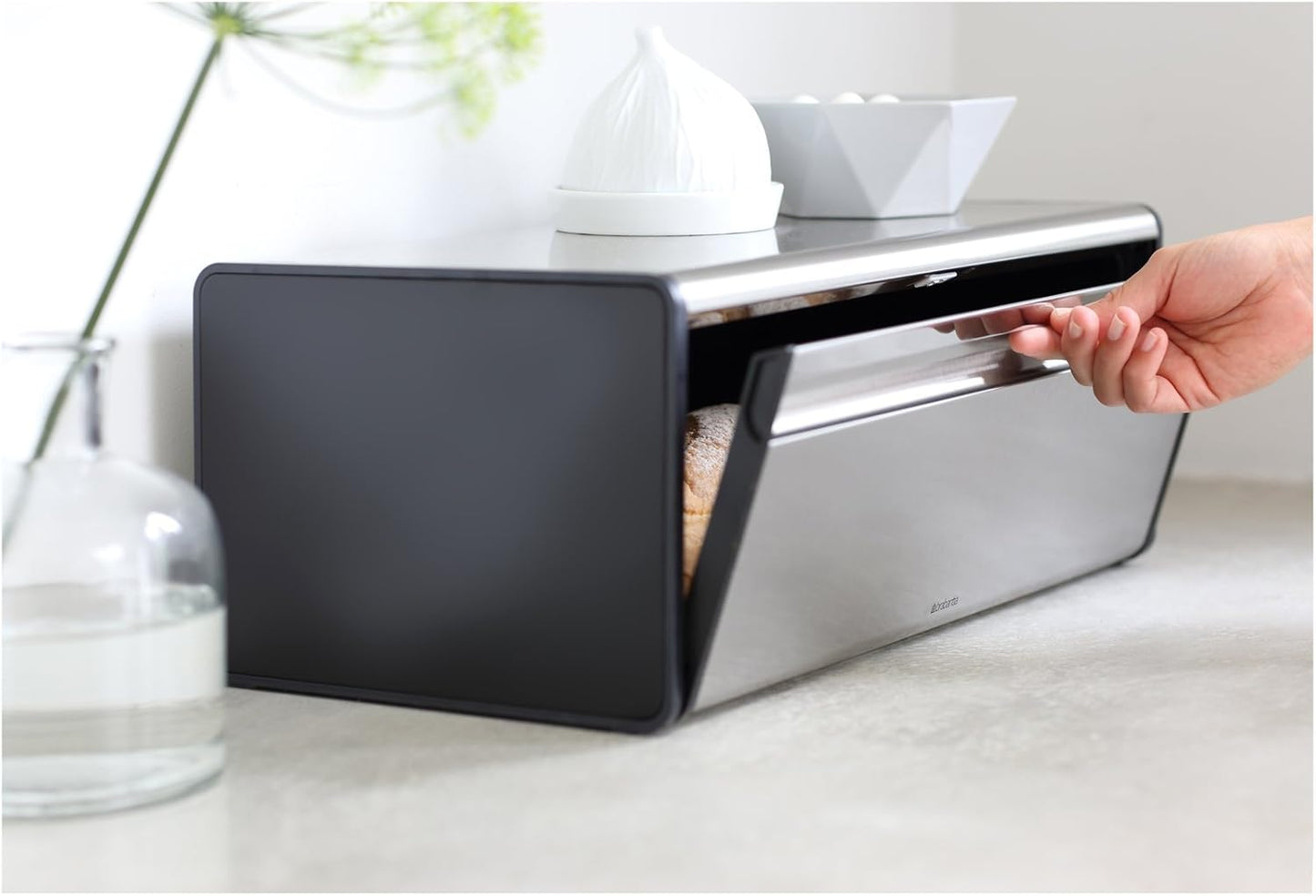 Fall Front Bread Bin - Matt Steel Fingerprint Proof/Matt Black