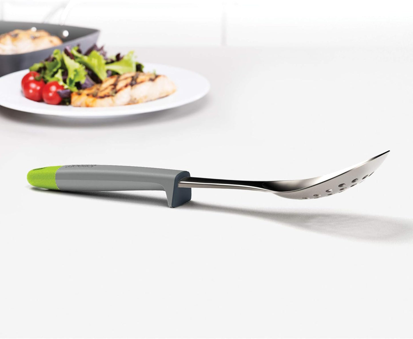 Elevate Stainless-Steel Slotted Spoon - Grey/Green