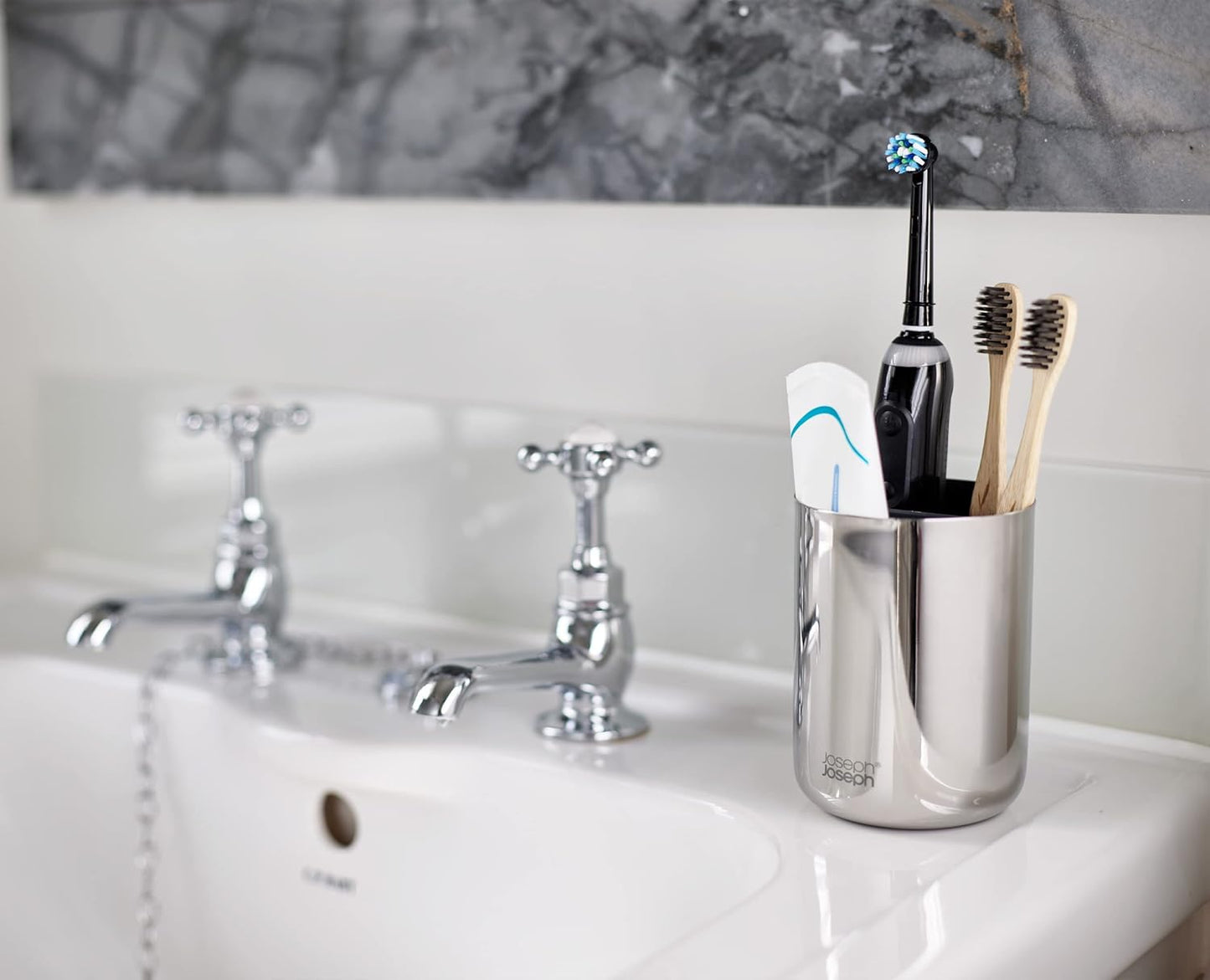 Easystore Luxe Toothbrush Caddy - Steel