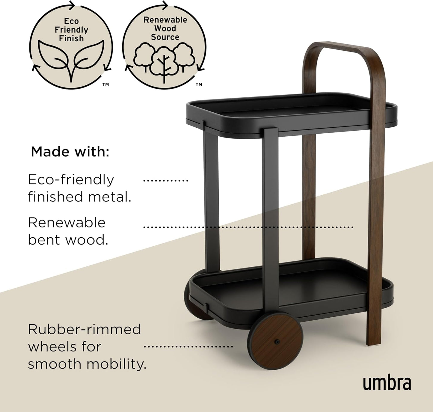 Bellwood Bar/Serving Cart - Black/Walnut