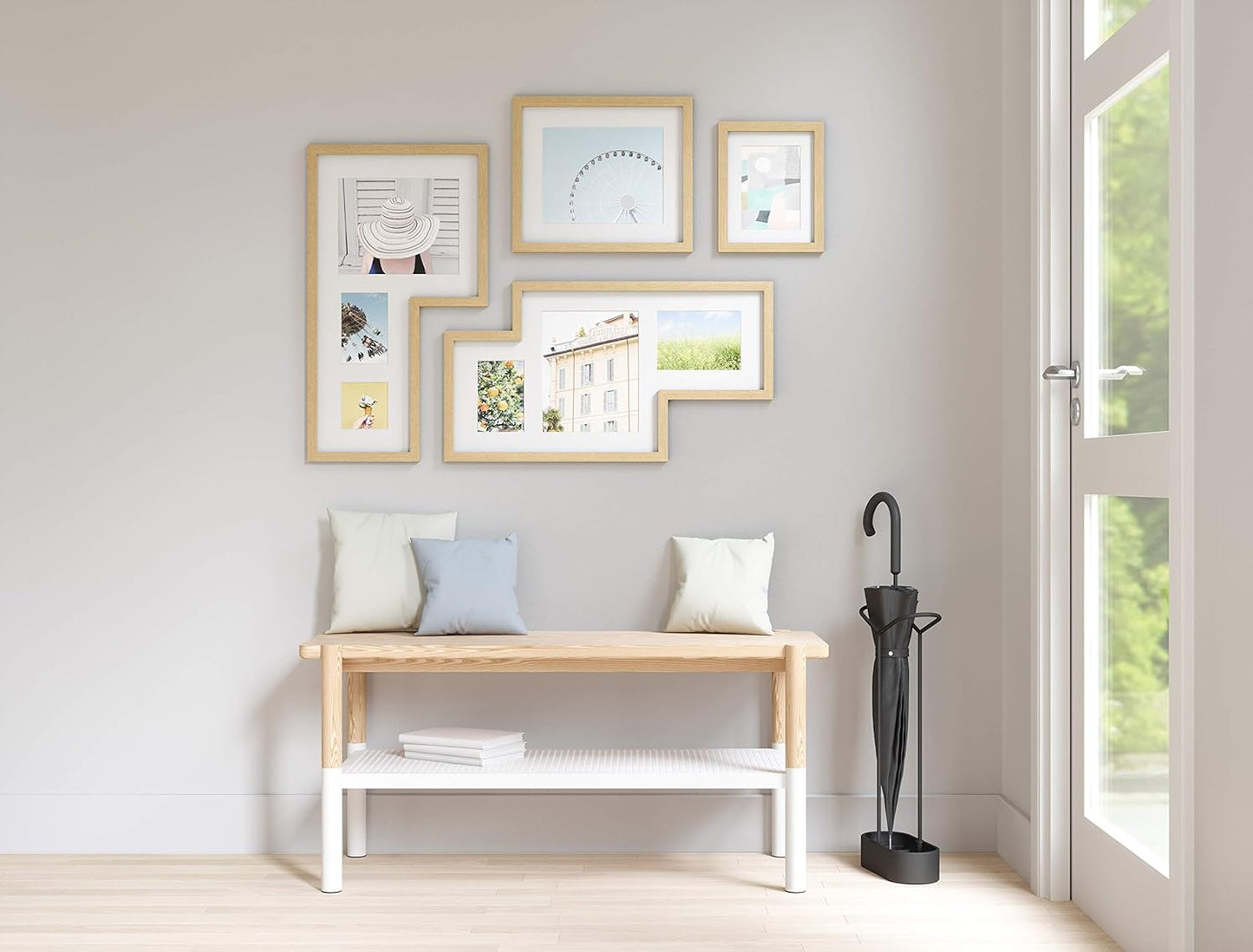 Mingle Gallery Photo Display (Set of 4) - Natural Textured Frame