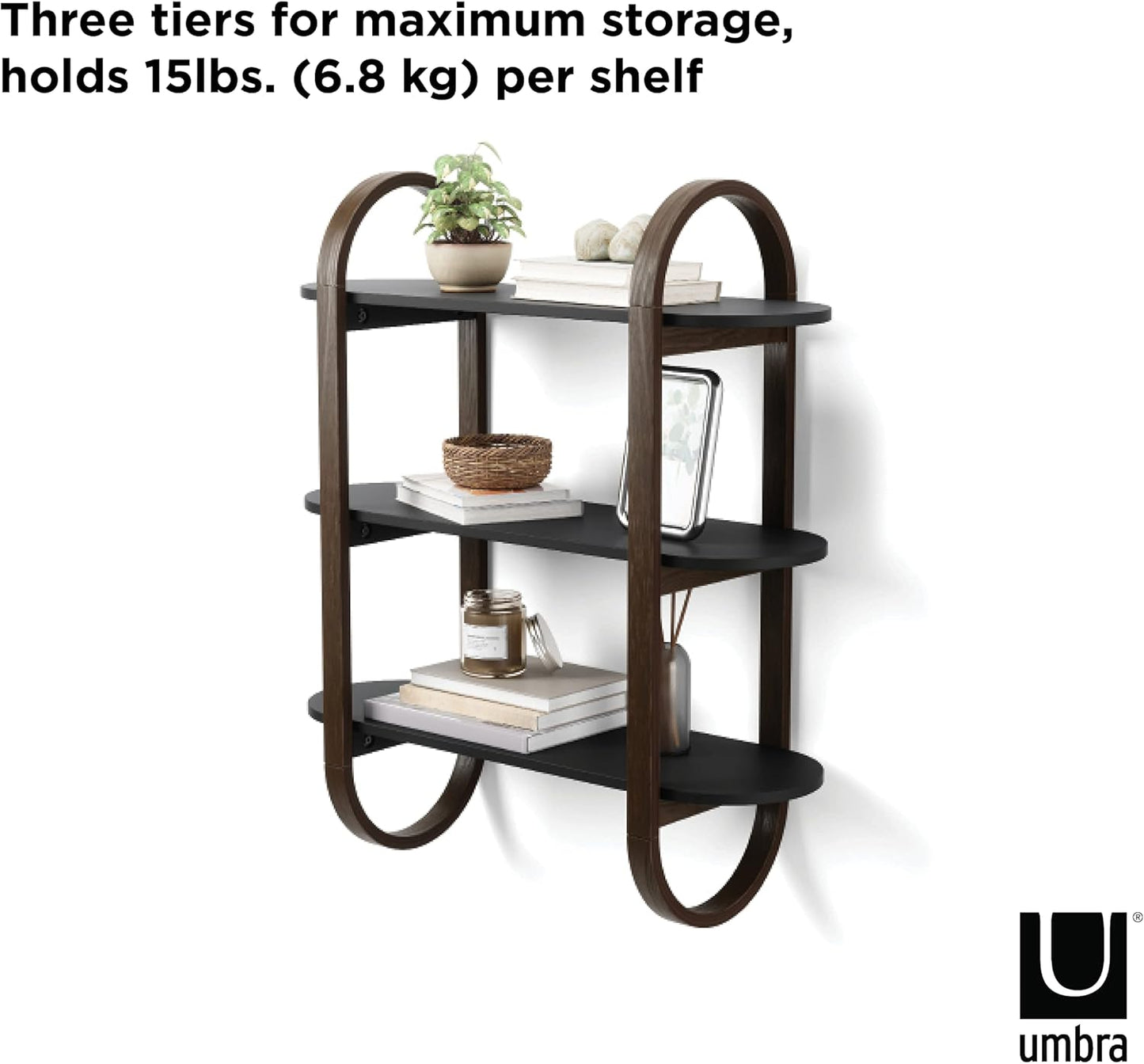 Bellwood Wall Shelf - Black/Walnut