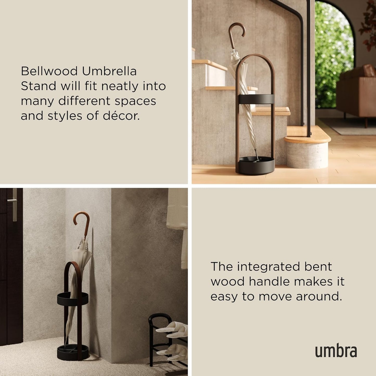 Bellwood Umbrella Stand - Black/Walnut