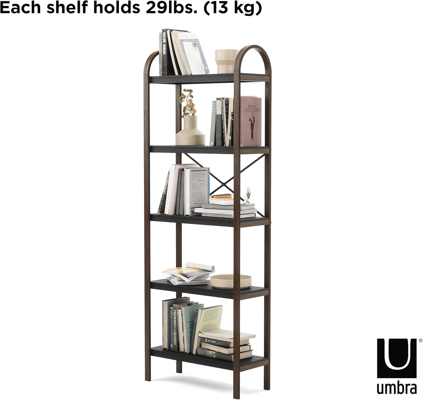 Bellwood Freestand & Shelf 5 Tier - Black/Walnut