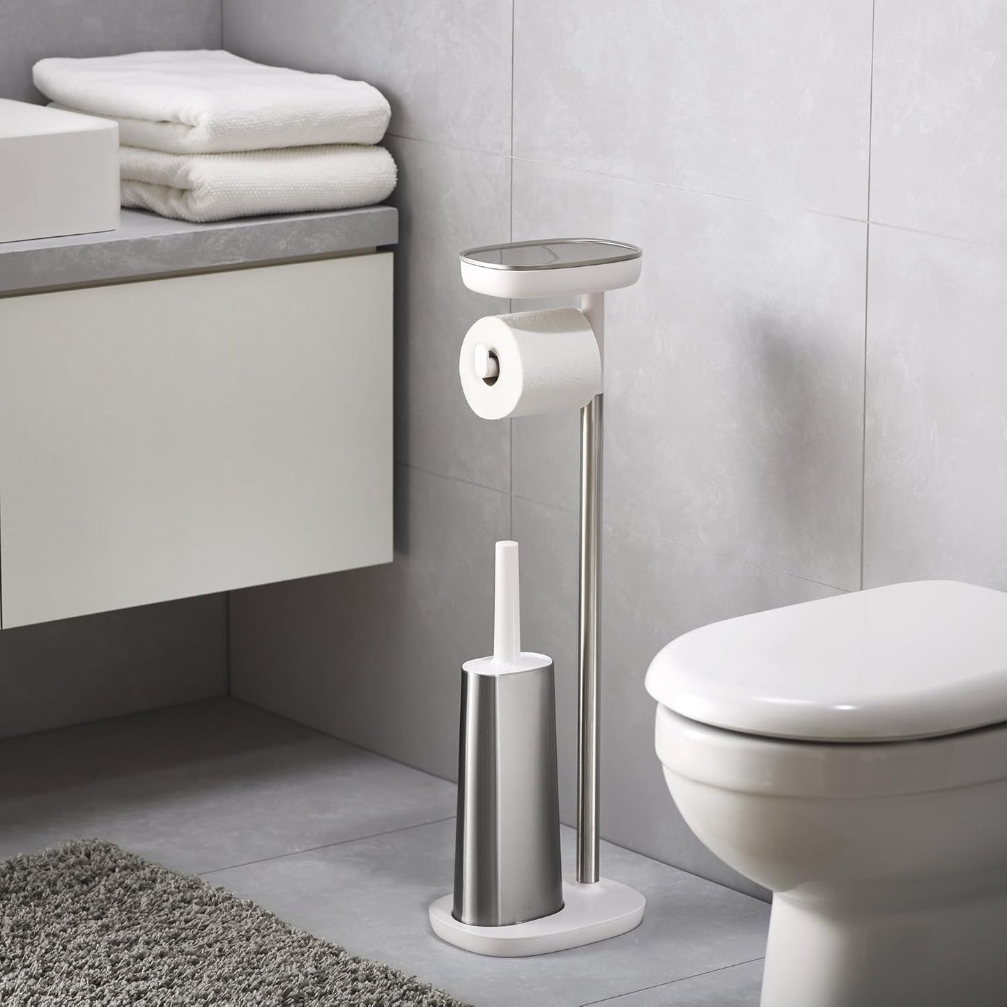 EasyStore Plus Toilet Paper Holder With Flex Steel Toilet Brush