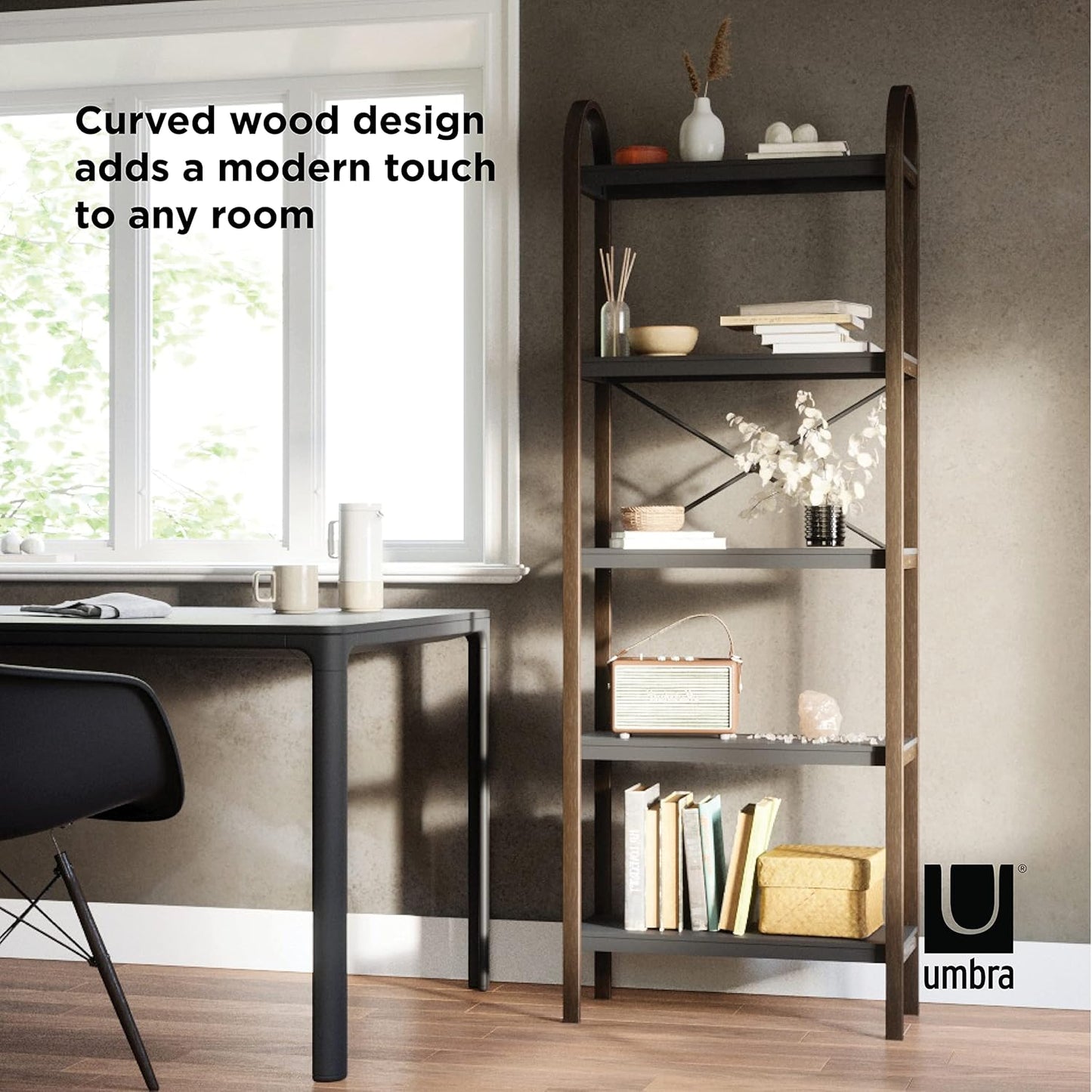 Bellwood Freestand & Shelf 5 Tier - Black/Walnut