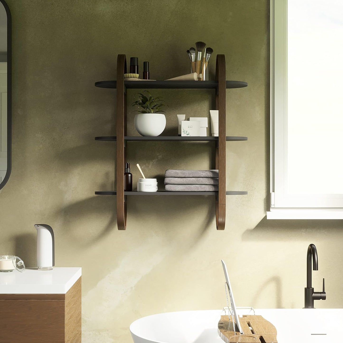 Bellwood Wall Shelf - Black/Walnut