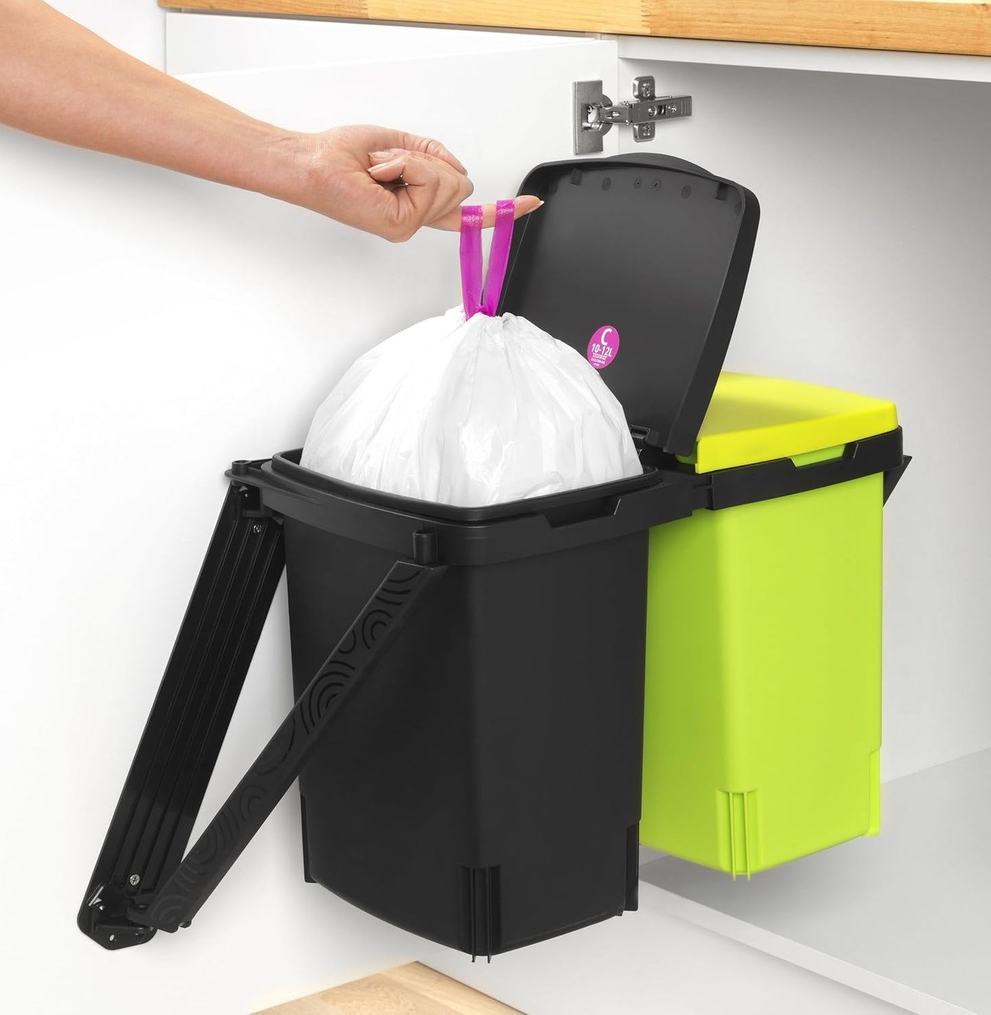 Built-In Bin Separator 2X10 Litre - Black/Green