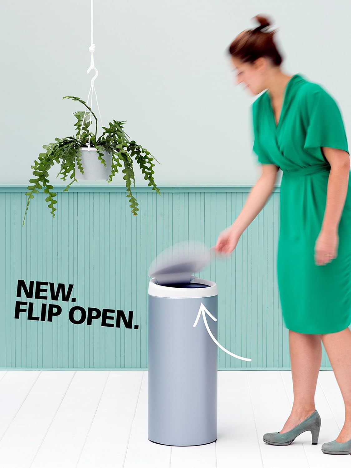 Flipbin 30 Litre - Metallic Mint/Light Grey Lid