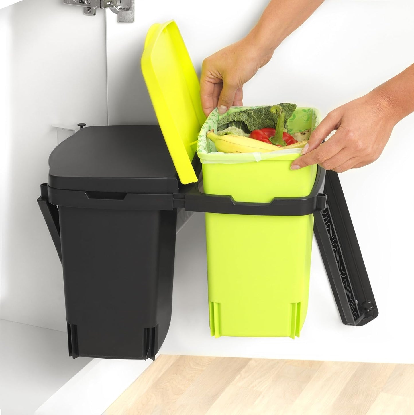 Built-In Bin Separator 2X10 Litre - Black/Green