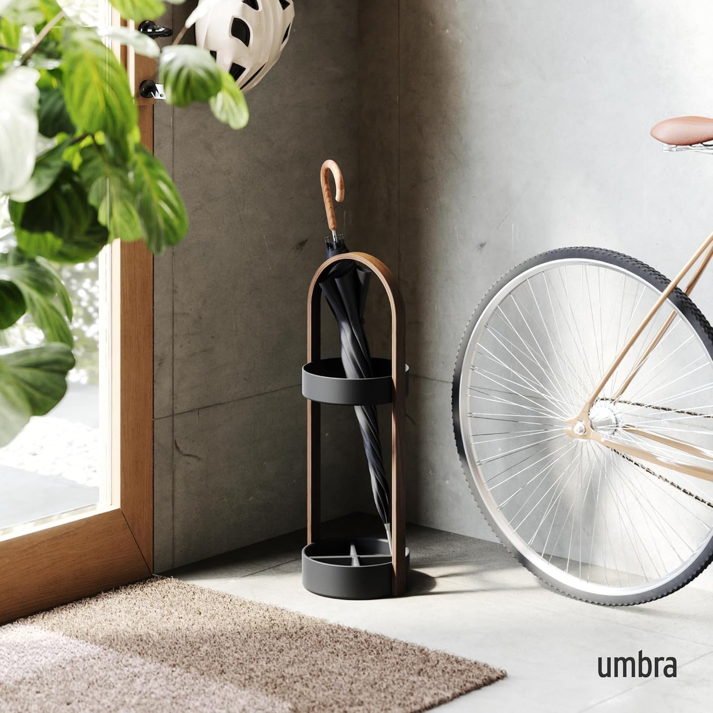 Bellwood Umbrella Stand - Black/Walnut