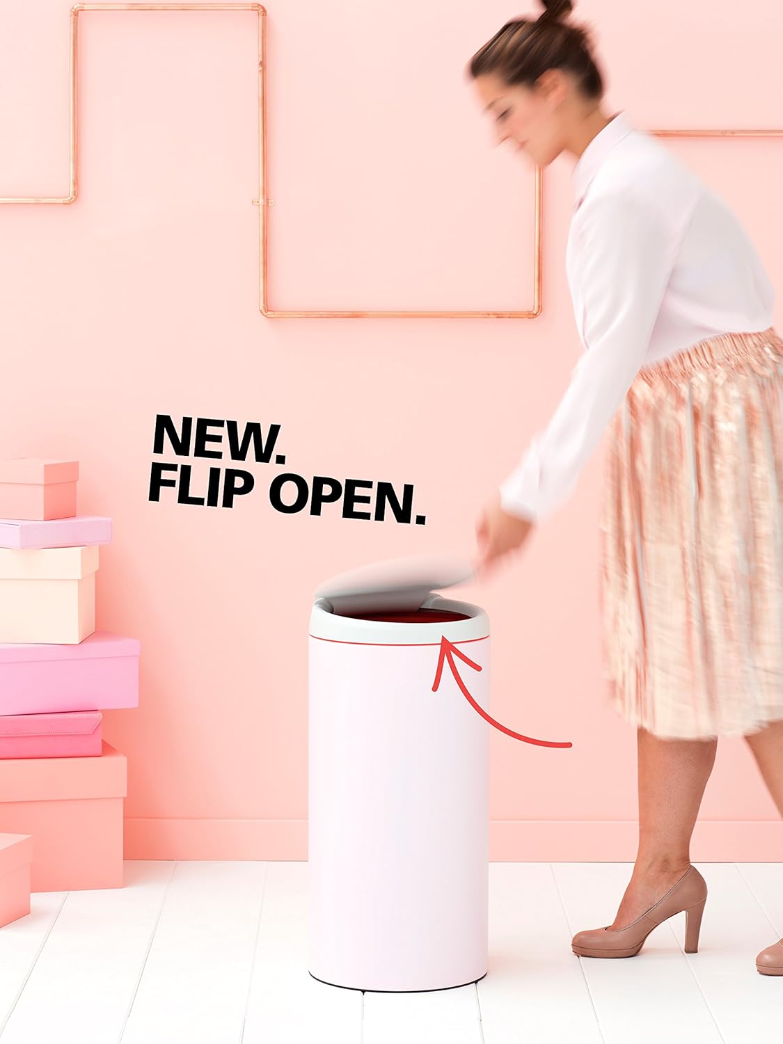 Flipbin 30 Litre - Mineral Pink/Light Grey Lid