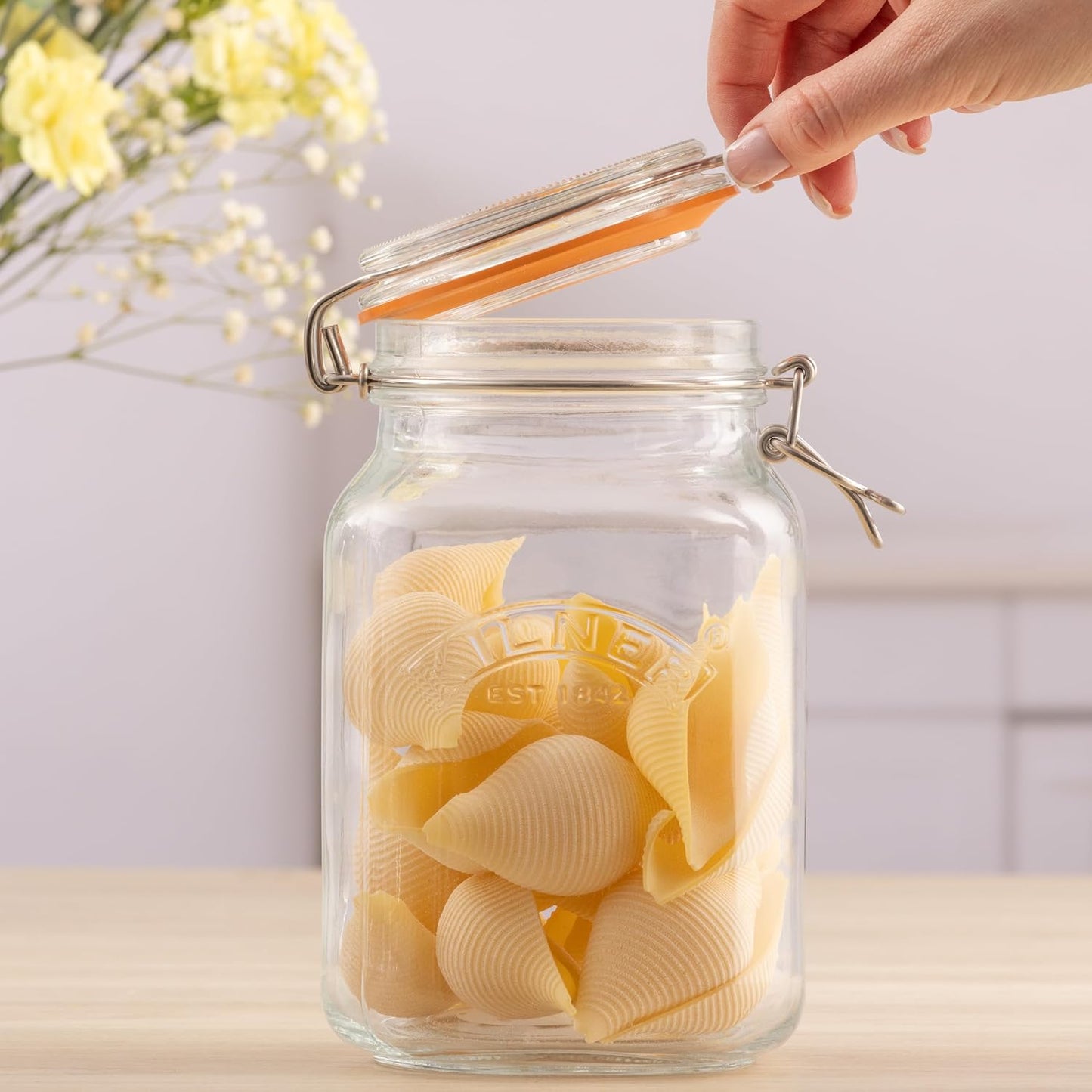 Clip Top Square Jar, 1.5L