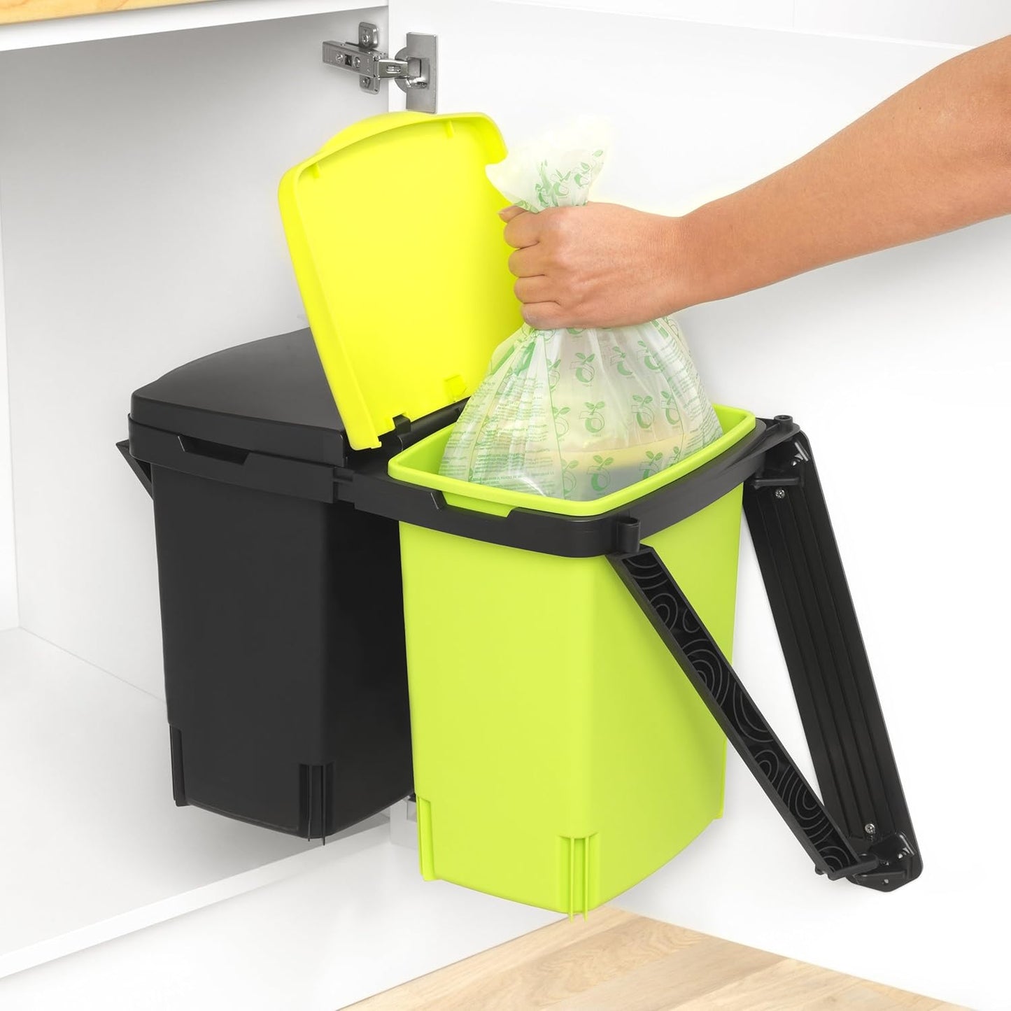Built-In Bin Separator 2X10 Litre - Black/Green