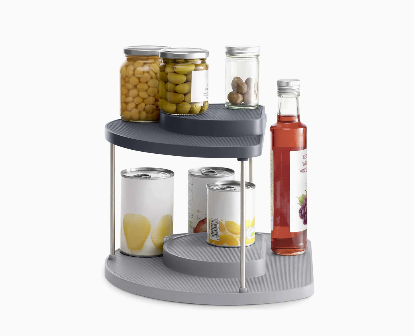 Cupboardstore 2-Tier Rotating Organiser - Grey
