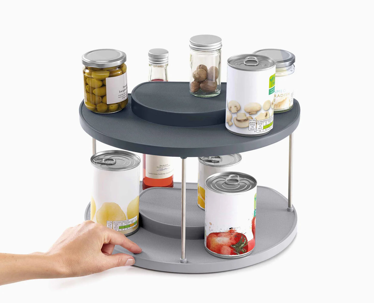 Cupboardstore 2-Tier Rotating Organiser - Grey