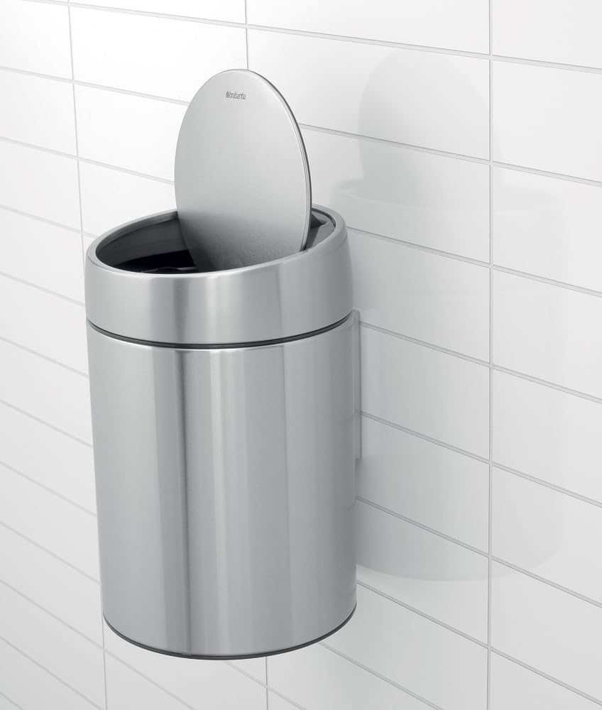 Slide Bin 5 Litre - Matt Steel Fingerprint Proof/Metal Lid