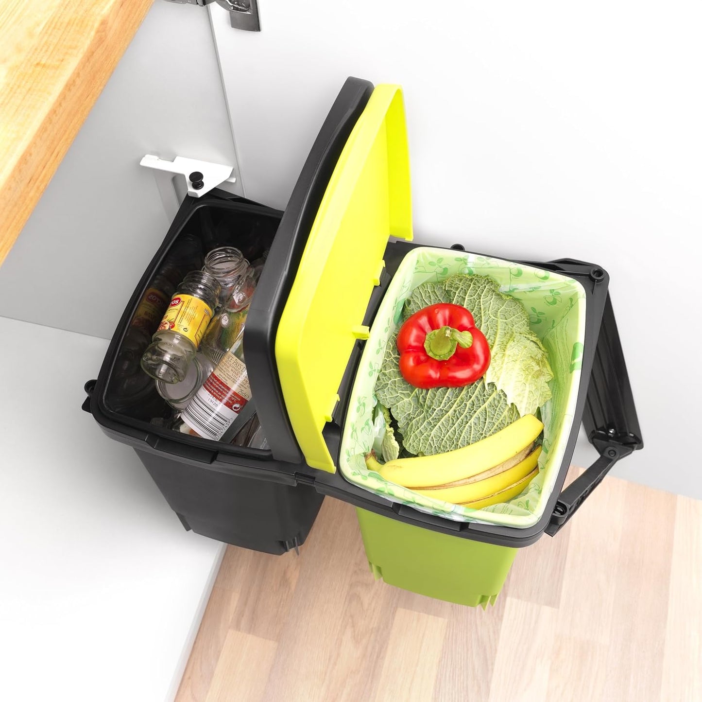 Built-In Bin Separator 2X10 Litre - Black/Green
