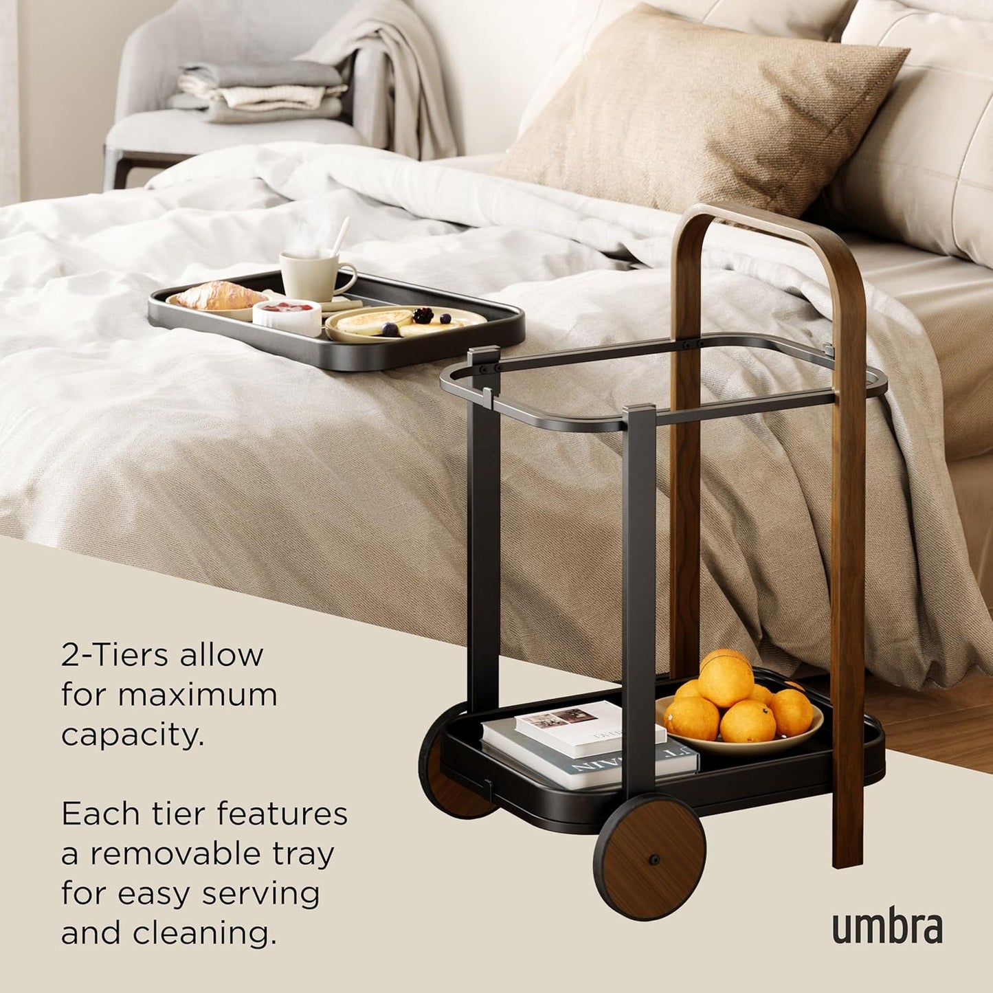 Bellwood Bar/Serving Cart - Black/Walnut