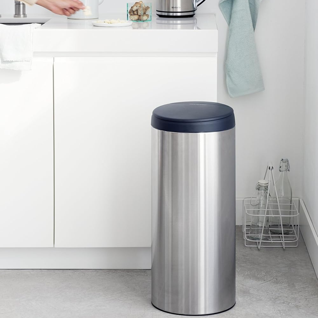 Flip Bin 30 Litre - Matt Steel (Fingerprint Proof)/Dark Grey Lid