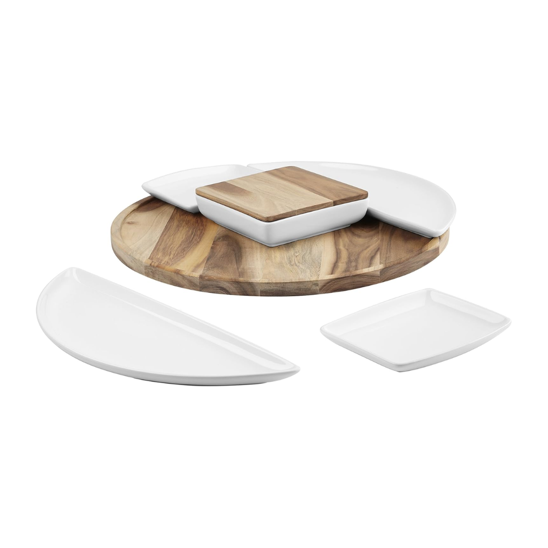 Spun Lazy Susan - White/Natural
