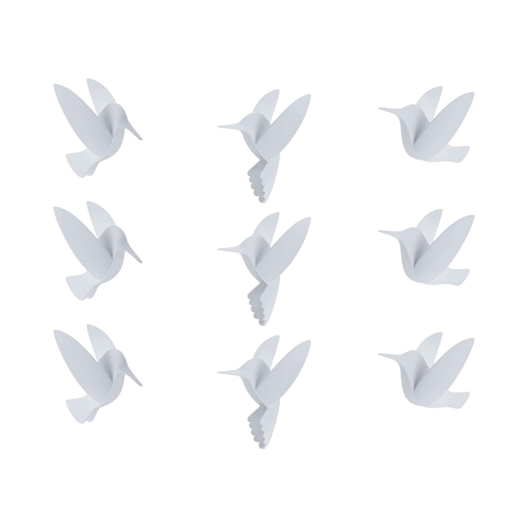 Hummingbird Wall Decor (Set of 9) - White