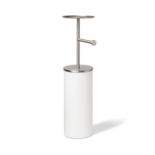 Portaloo Toilet Paper Stand (Knock Down) - White/Nickel