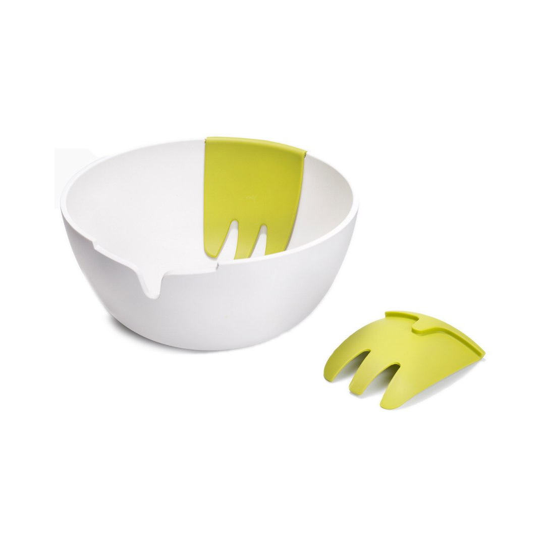 Hands On Salad Bowl with Integrated Servers - White