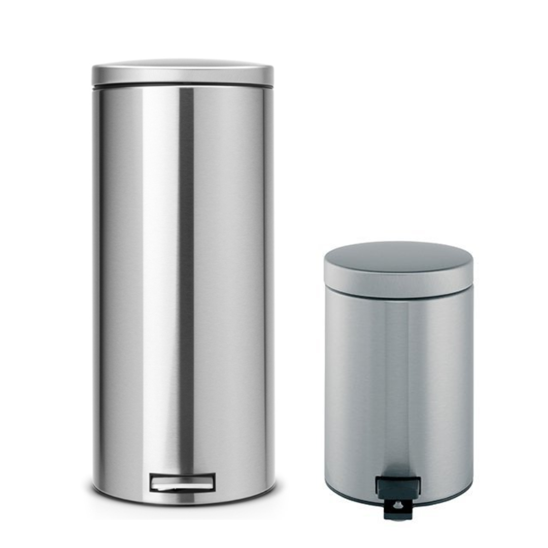 Pedal Bin Silent 30 Litre + Pedal Bin Classic 3 Litre - Fingerprint Proof