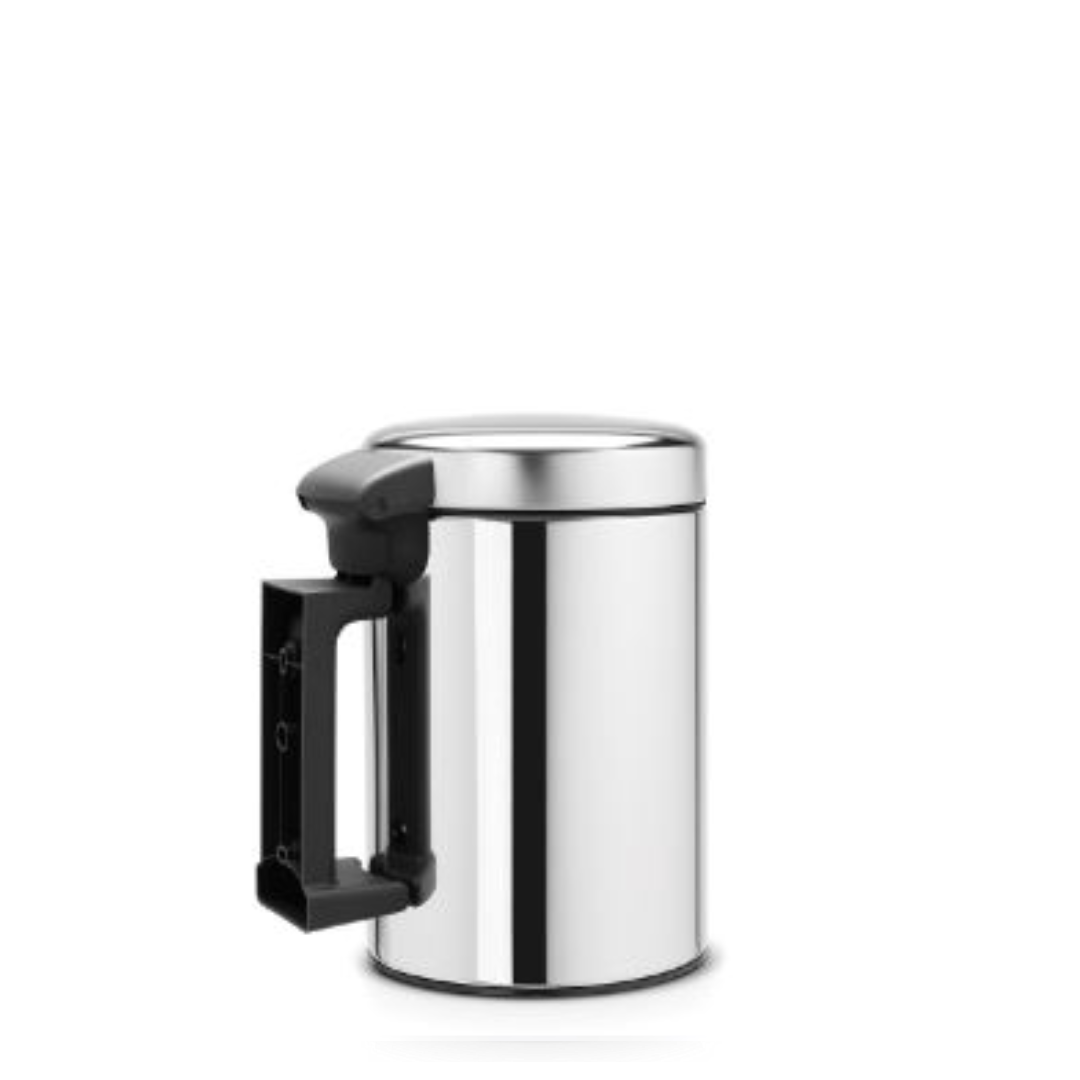 NewIcon Wall Mounted Bin Silent 3 Litre - Brilliant Steel