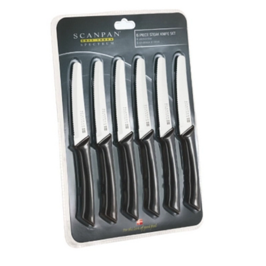 Spectrum - Steak Knife Set (6Pcs) Uncoated Blade w/o CDU - Black Handle