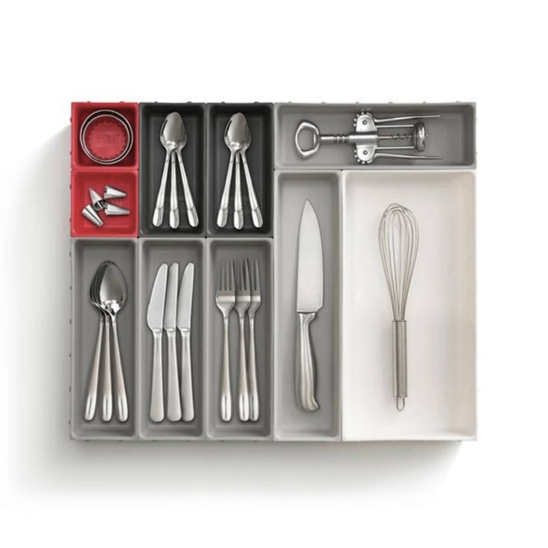 Duo 10-Pc Drawer Organiser Set - Grey/Red