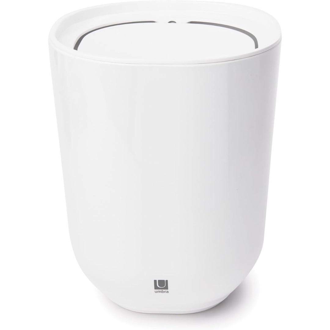 Step Waste Can with Lid - White