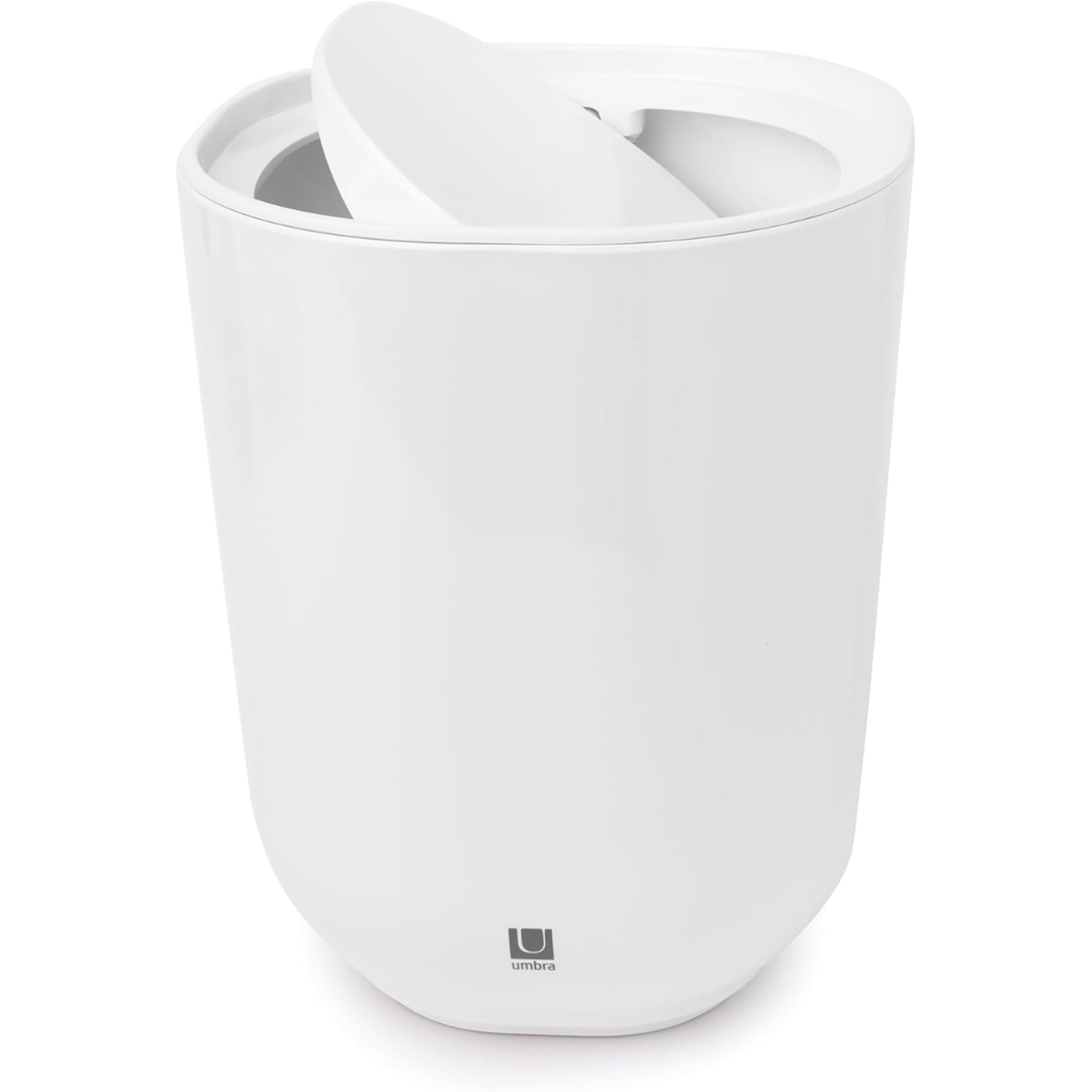 Step Waste Can with Lid - White