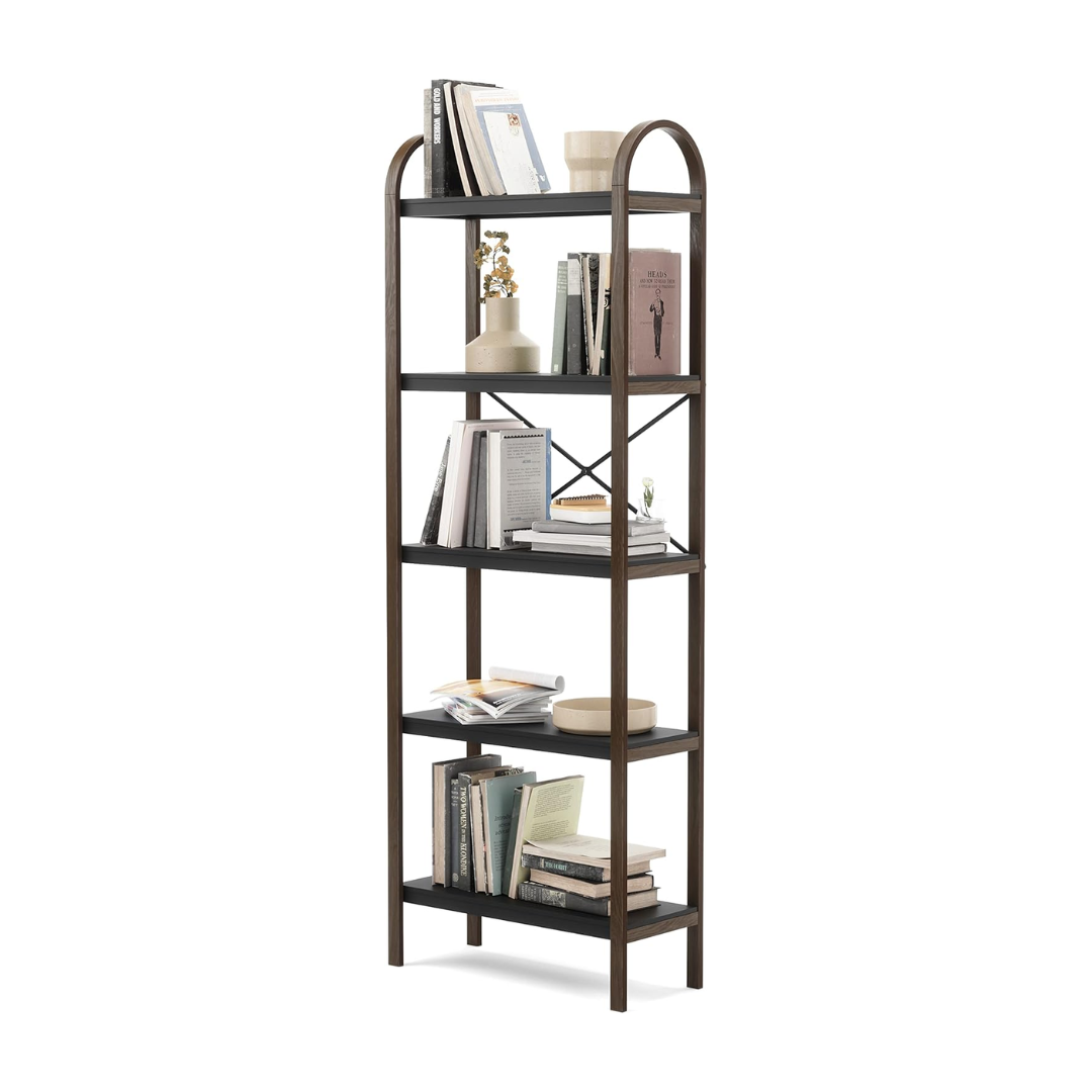 Bellwood Freestand & Shelf 5 Tier - Black/Walnut