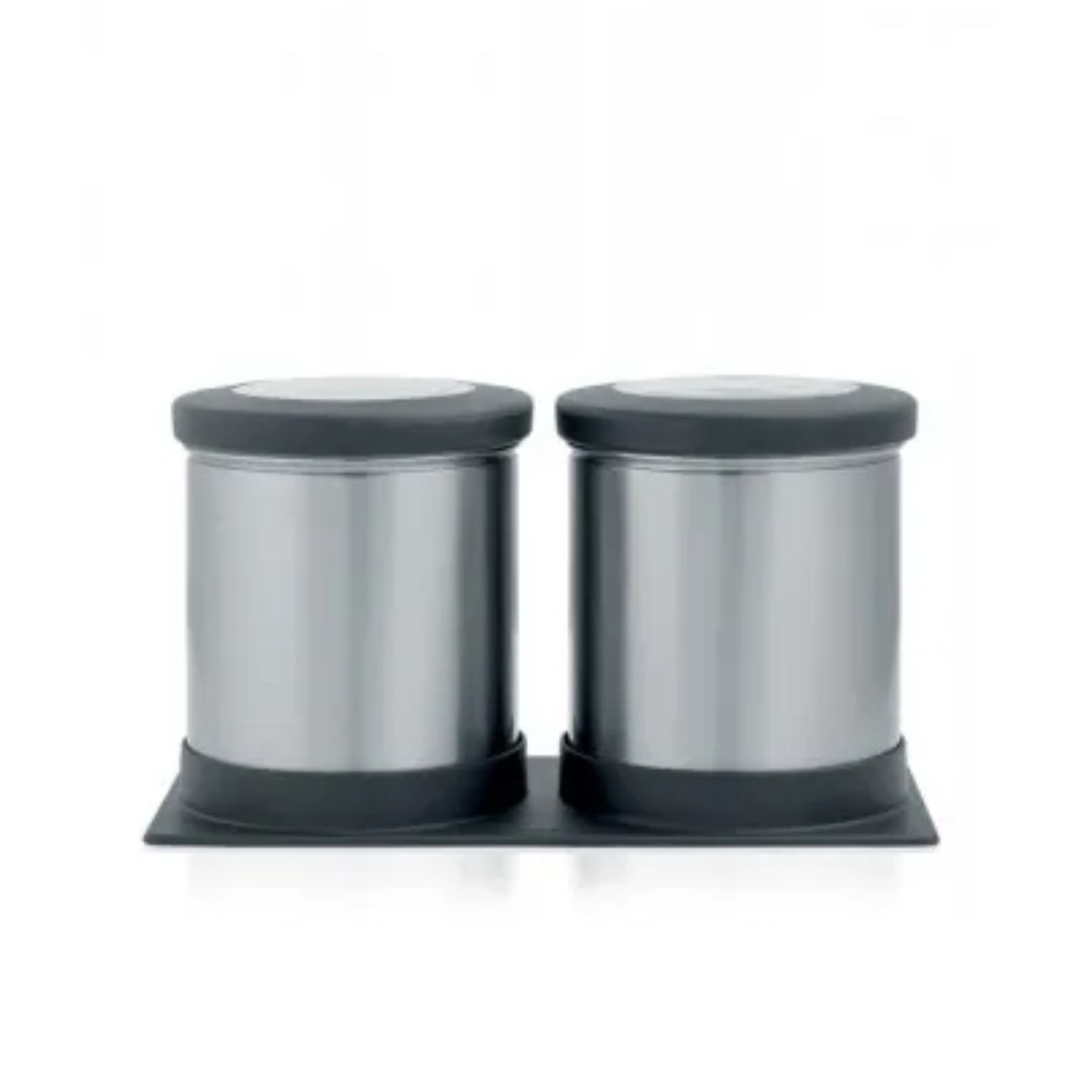 Clear Top Canisters 0.9 Litre (with Drawer Organizer) (Set of 2) - Matt Steel Fingerprint Proof