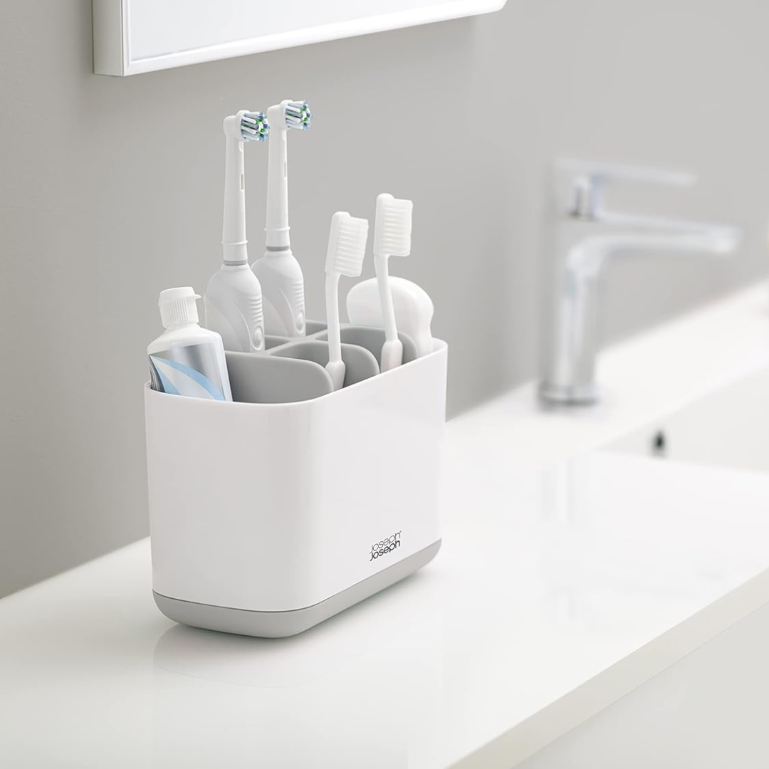 EasyStore Toothbrush Caddy, Large - Grey/White