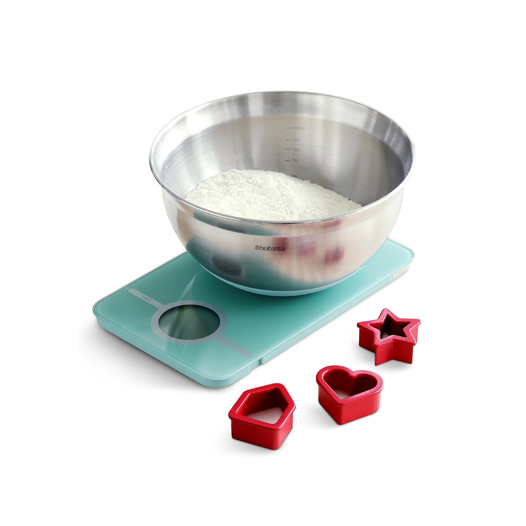 Baking Gift Set (Mixing Bowl, Kitchen Scale Essential, 3 Cookie Cutters) - Mint