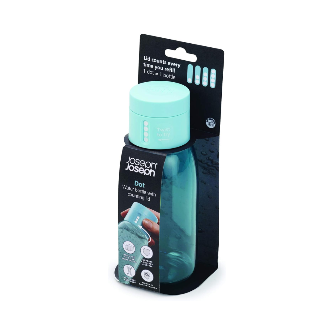 Dot Hydration Tracking Water Bottle 400mL - Turquoise