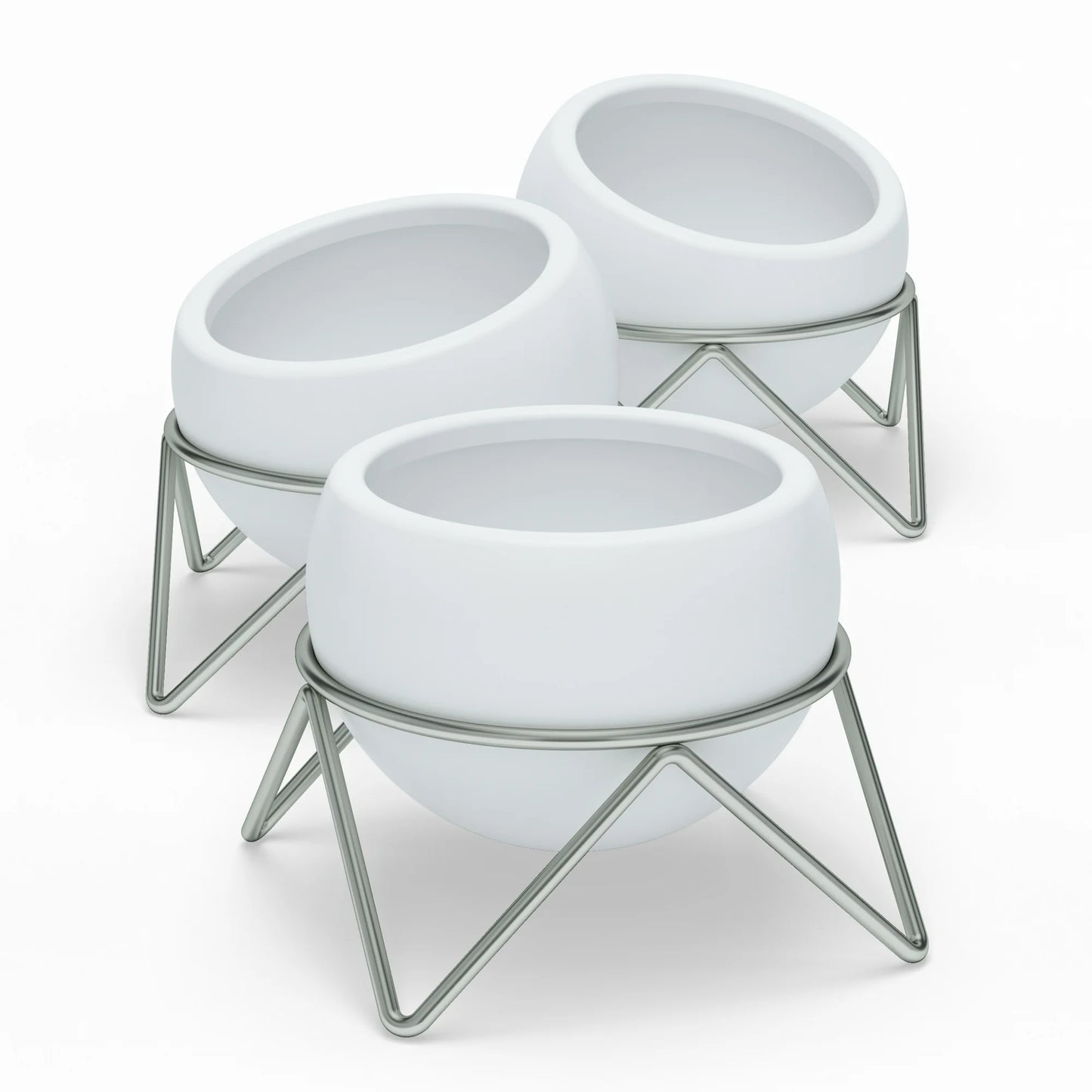 Potsy Planter (Set of 3) - White/Nickel