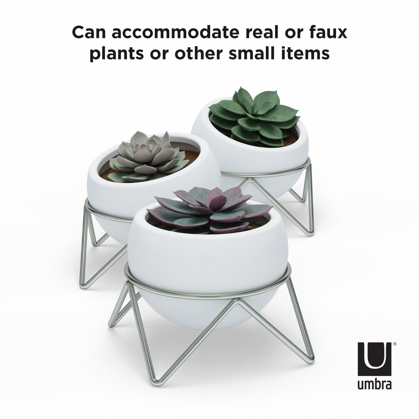 Potsy Planter (Set of 3) - White/Nickel