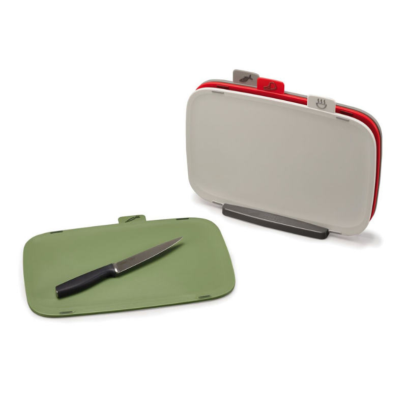 DUO Set Of 4 Chopping Boards with Storage Stand - Multicolour