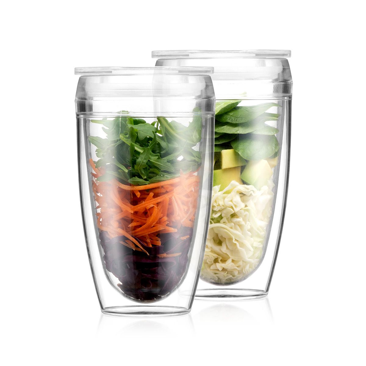 Pavina To Go Double Wall Tumbler with Lid (Set of 2), 0.45L/15oz